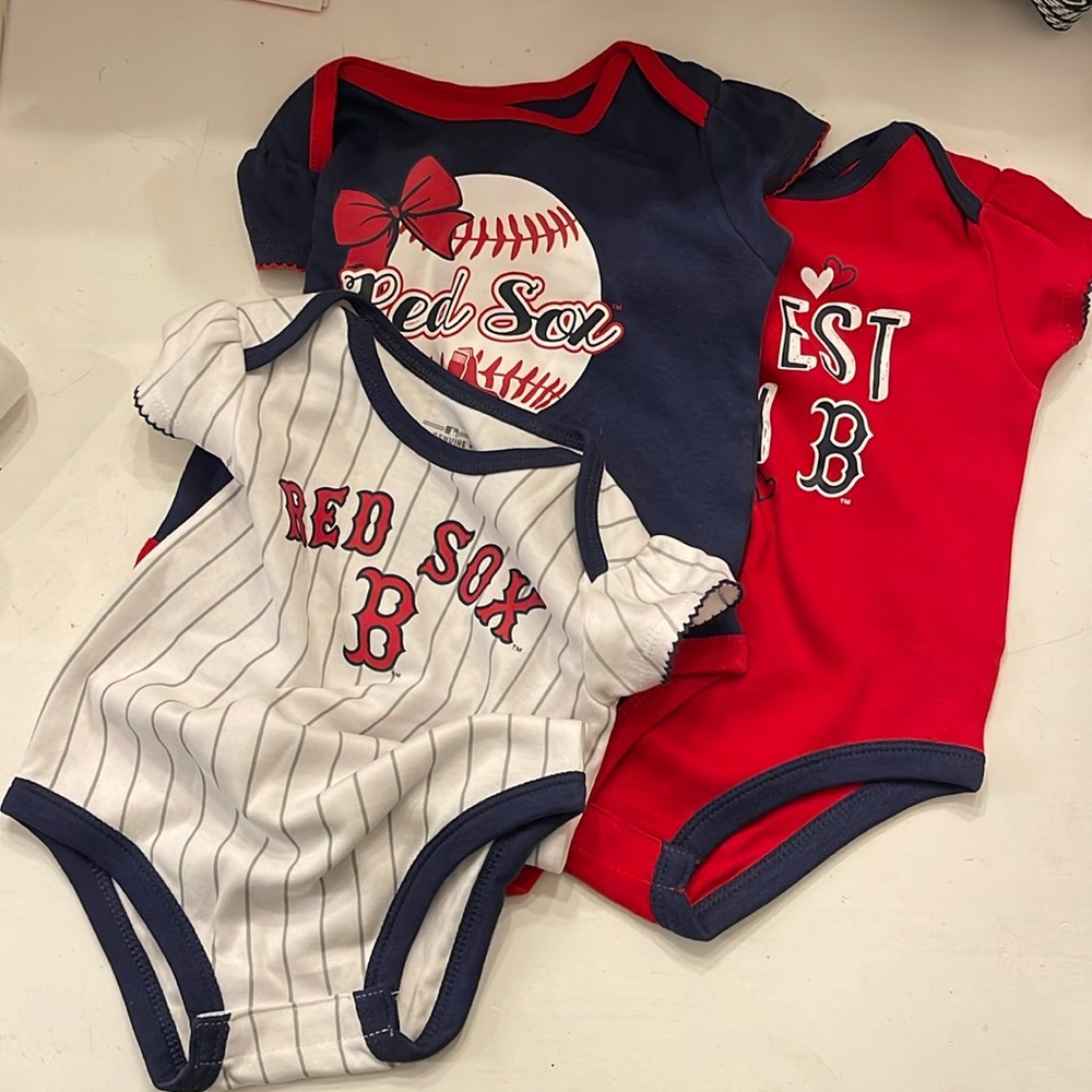 RED SOX MLB Little Girl Onsies - Set of 3 Size 12 months NEW!